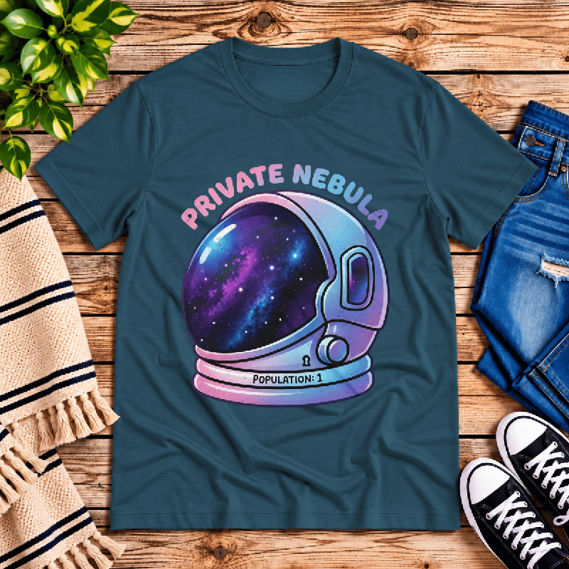 Nebula Premium T-Shirt in deep teal, flat lay