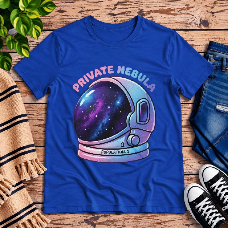 Nebula Premium T-Shirt in true royal blue, flat lay