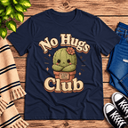 No Hugs Club Premium T-Shirt in navy, flat lay