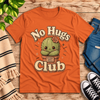 No Hugs Club Premium T-Shirt in burnt orange, flat lay