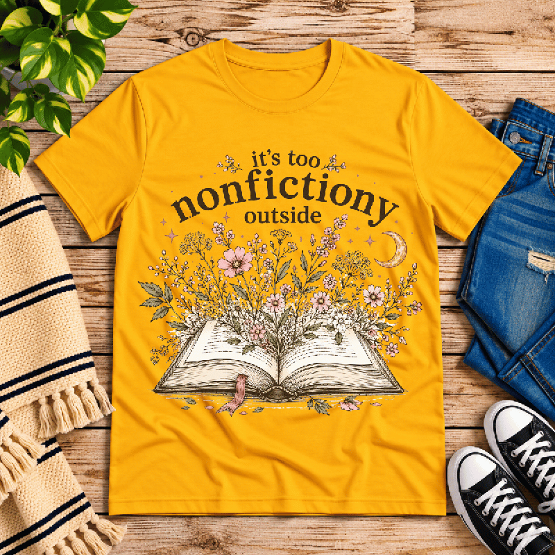 Nonfictiony Premium T-Shirt in gold, flat lay