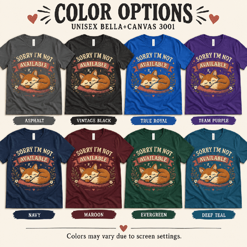 Not Available Premium T-Shirt color chart: Asphalt, Vintage Black, True Royal, Team Purple, Navy, Maroon, Evergreen, Deep Teal