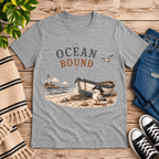 Ocean Bound Premium T-Shirt in athletic heather gray, flat lay
