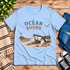 Ocean Bound Premium T-Shirt in baby blue, flat lay