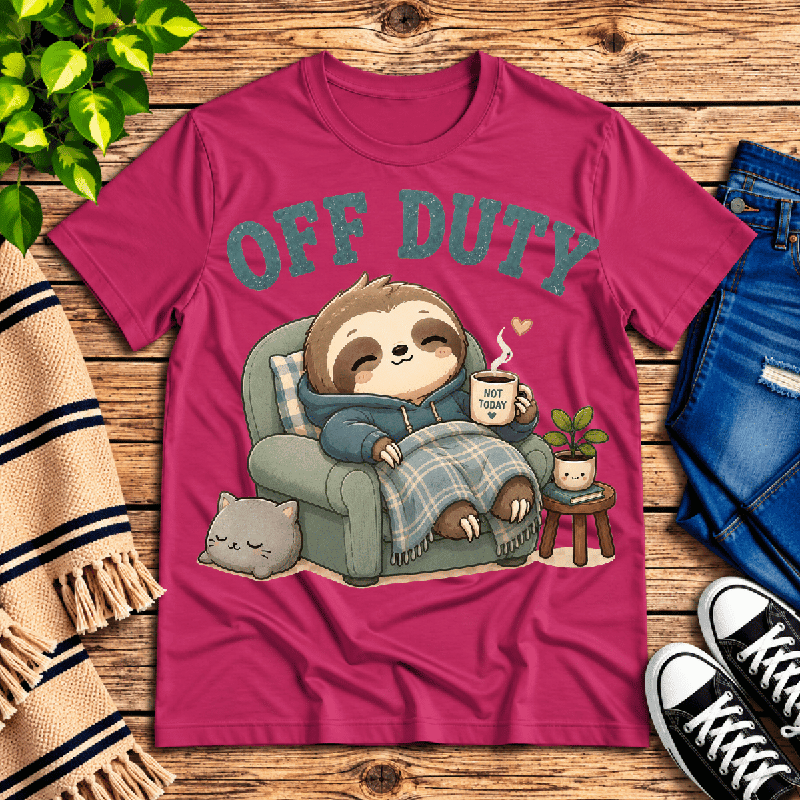 Off Duty Premium T-Shirt in berry, flat lay