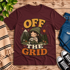 Off The Grid Nature Lover Premium T-Shirt in maroon, flat lay