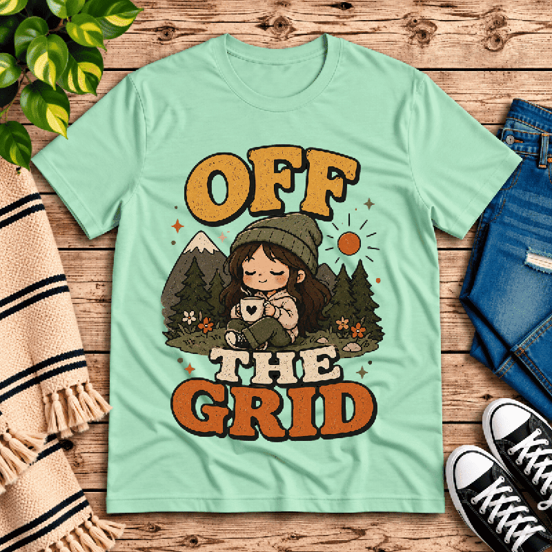 Off The Grid Nature Lover Premium T-Shirt in mint, flat lay