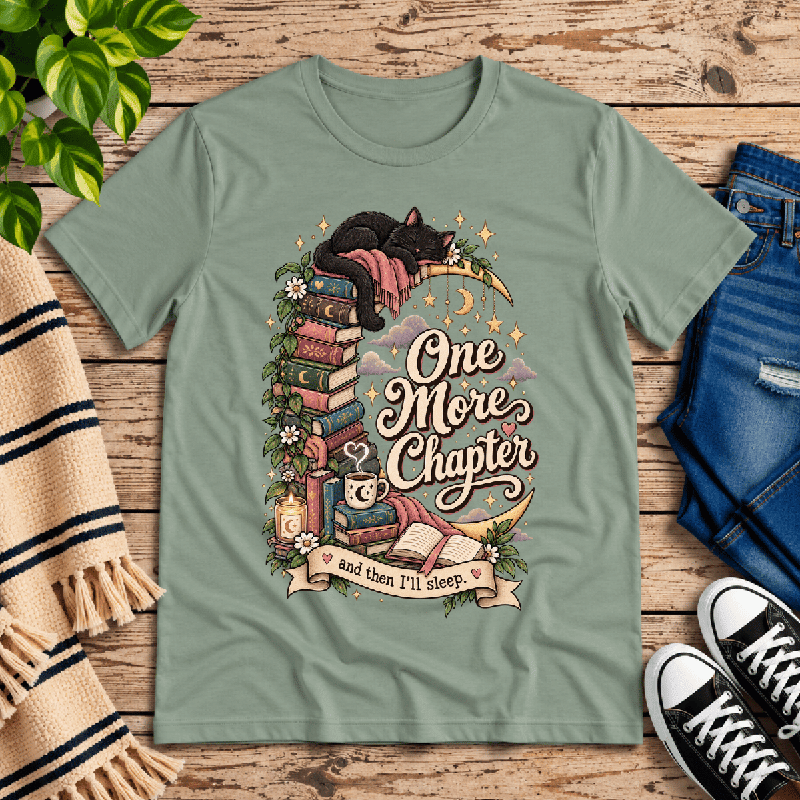 One More Chapter Premium T-Shirt in sage, flat lay