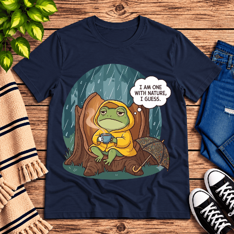 One With Nature Premium T-Shirt in navy, flat lay