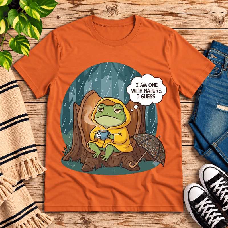 One With Nature Premium T-Shirt in burnt orange, flat lay
