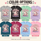 Overthink Bunny Premium T-Shirt color chart: Athletic Heather, Vintage Black, Mint, Lilac, Deep Teal, Berry, Baby Blue, Charity Pink