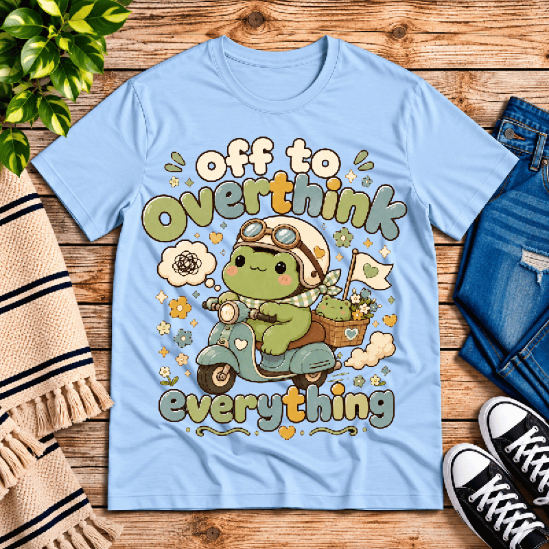 Overthink Frog Premium T-Shirt in baby blue, flat lay