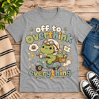 Overthink Frog Premium T-Shirt in athletic heather gray, flat lay