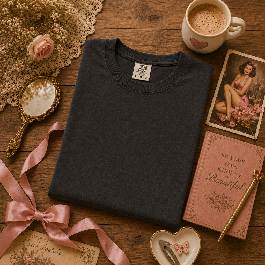 Red Rose On Moon | Vintage Pinup Graphic T-Shirt