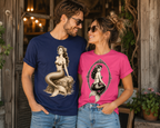 Red Rose On Moon | Vintage Pinup Graphic T-Shirt