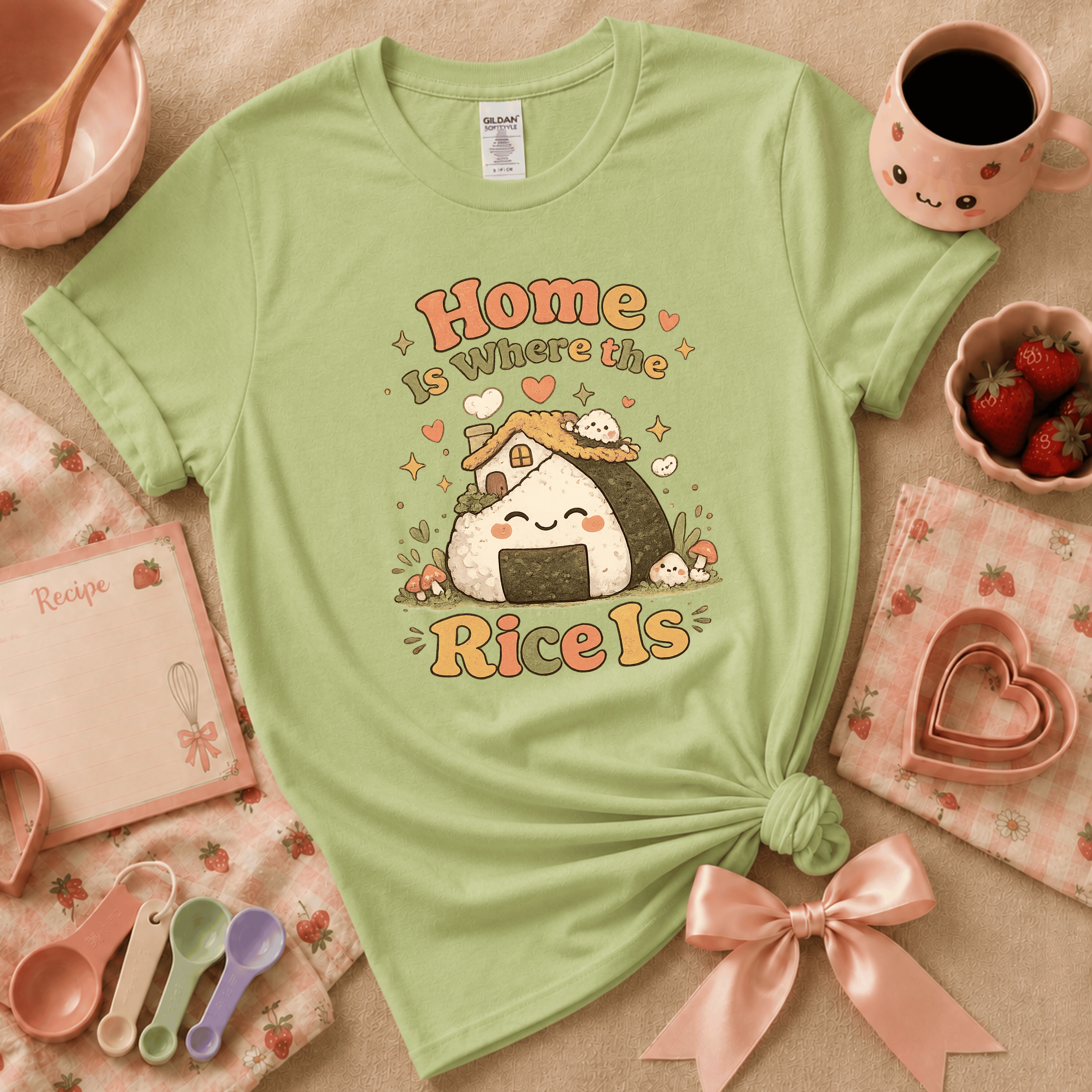 Home Is Where The Rice Is | Cute Food Graphic T-Shirt