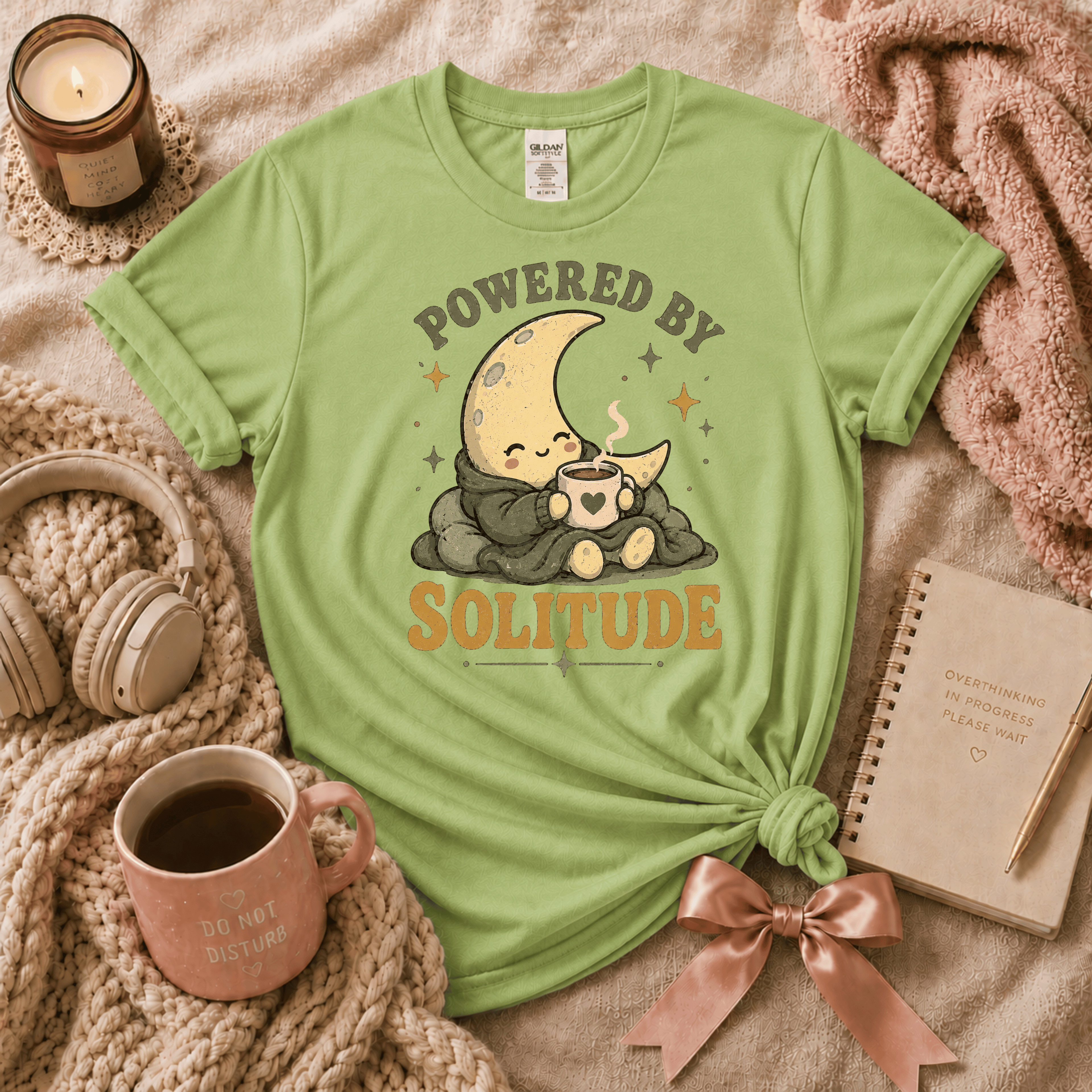 Powered By Solitude | Funny Introvert Graphic T-Shirt