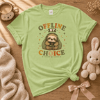 Offline By Choice Cute animal graphic t-shirt cozy flat lay in pistachio green.