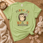 Personal Space Enthusiast cute animal graphic t-shirt cozy flat lay in pistachio green.