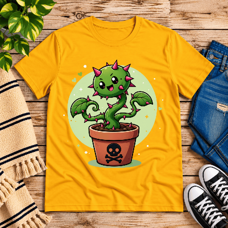 Poison Ivy Premium T-Shirt in gold, flat lay