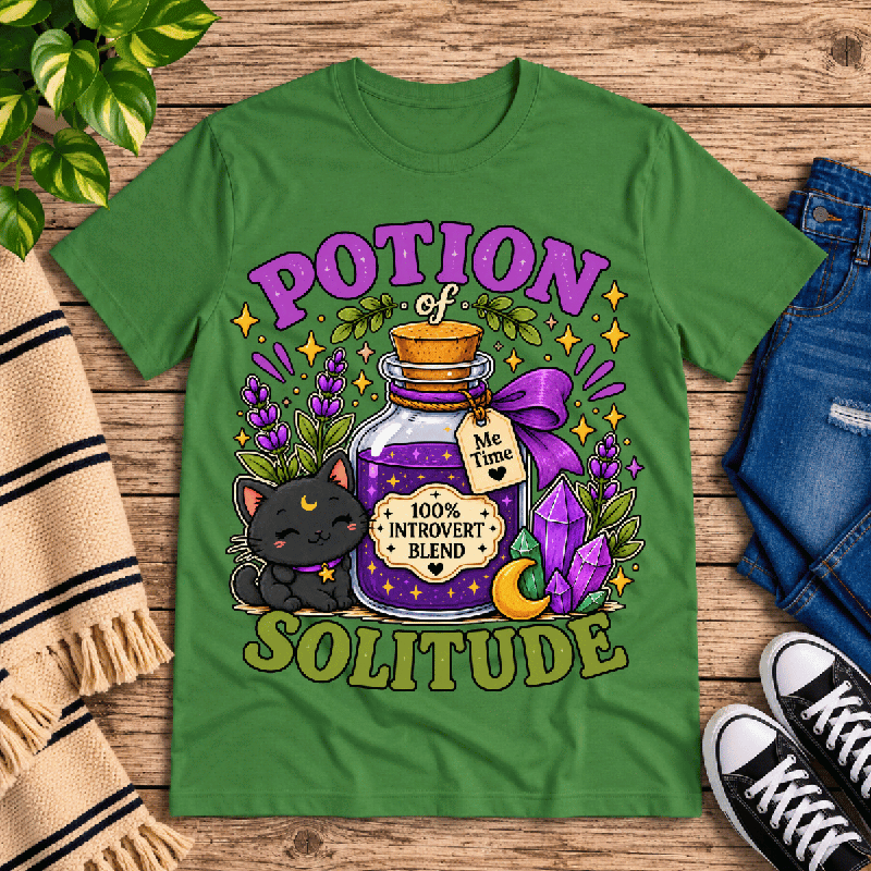Potion of Solitude Premium T-Shirt in leaf green, flat lay