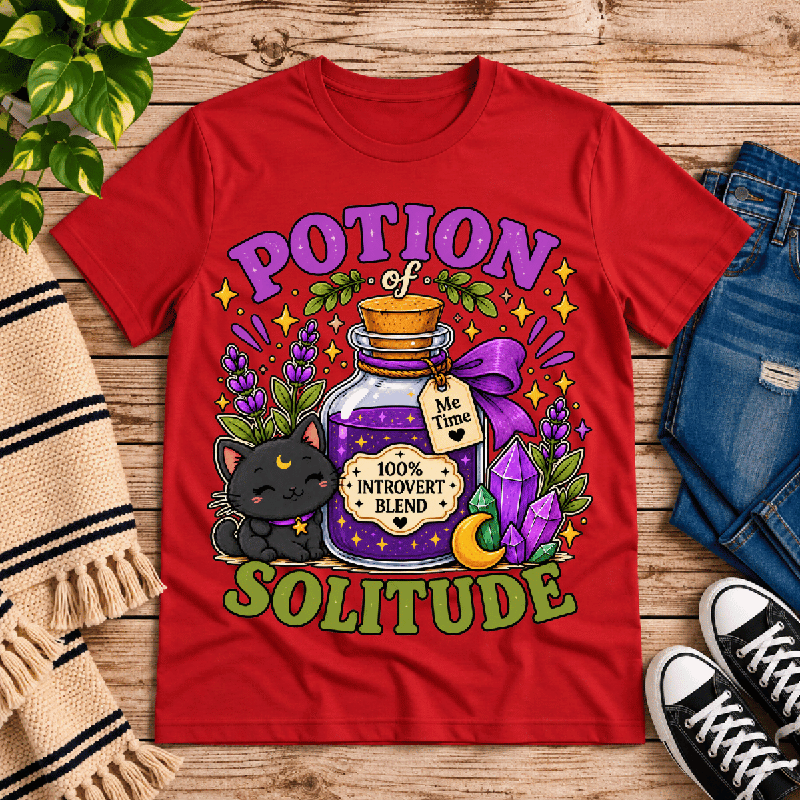 Potion of Solitude Premium T-Shirt in red, flat lay