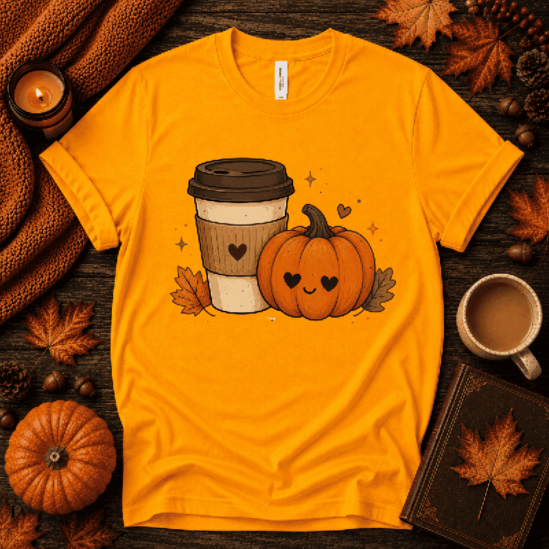 Pumpkin Latte Premium T-Shirt in gold, flat lay