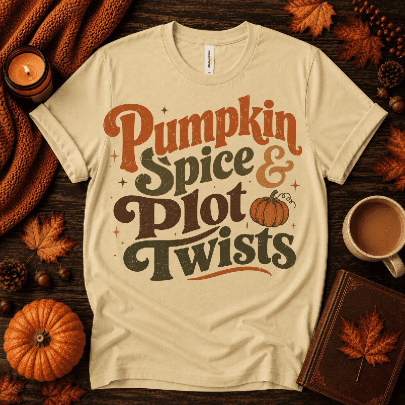 Pumpkin Spice Premium T-Shirt in natural, flat lay with autumn props