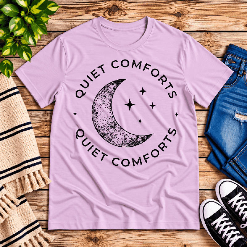 Quiet Comforts Dark Premium T-Shirt in lilac, flat lay
