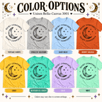 Quiet Comforts Dark Premium T-Shirt color chart: Vintage White, Athletic Heather, Baby Blue, Burnt Orange, Gold, Heather Sea Green, Lilac, Mint