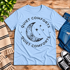 Quiet Comforts Dark Premium T-Shirt in baby blue, flat lay