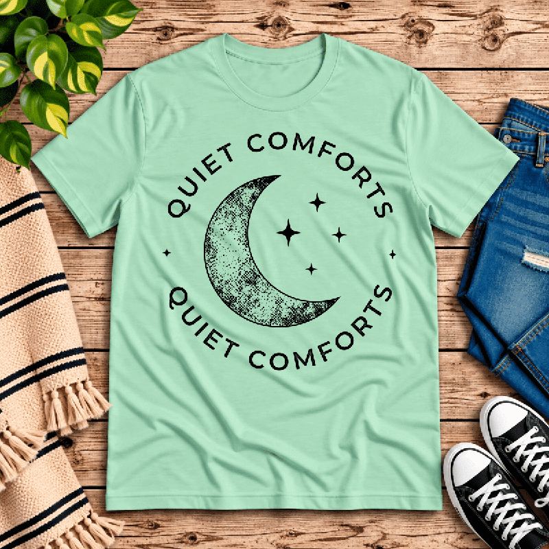 Quiet Comforts Dark Premium T-Shirt in mint, flat lay