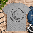 Quiet Comforts Dark Premium T-Shirt in athletic heather gray, flat lay