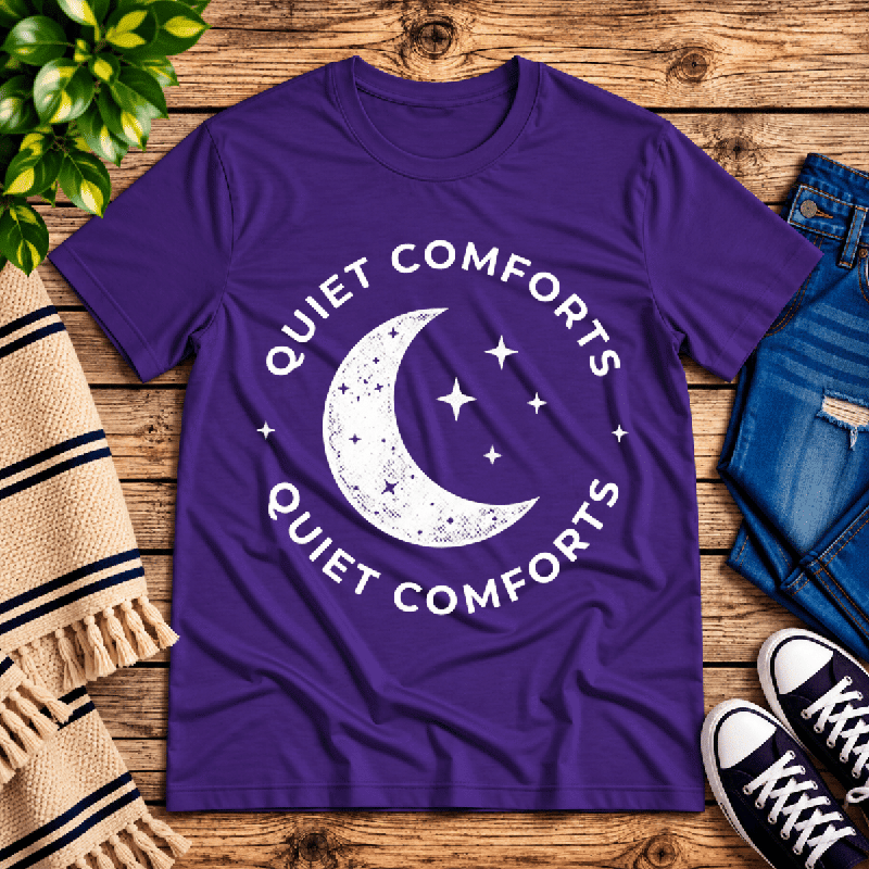 Quiet Comforts Light Premium T-Shirt in team purple, flat lay
