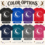 Quiet Comforts Light Premium T-Shirt color chart: Vintage Black, True Royal, Team Purple, Red, Navy, Deep Teal, Deep Heather, Berry