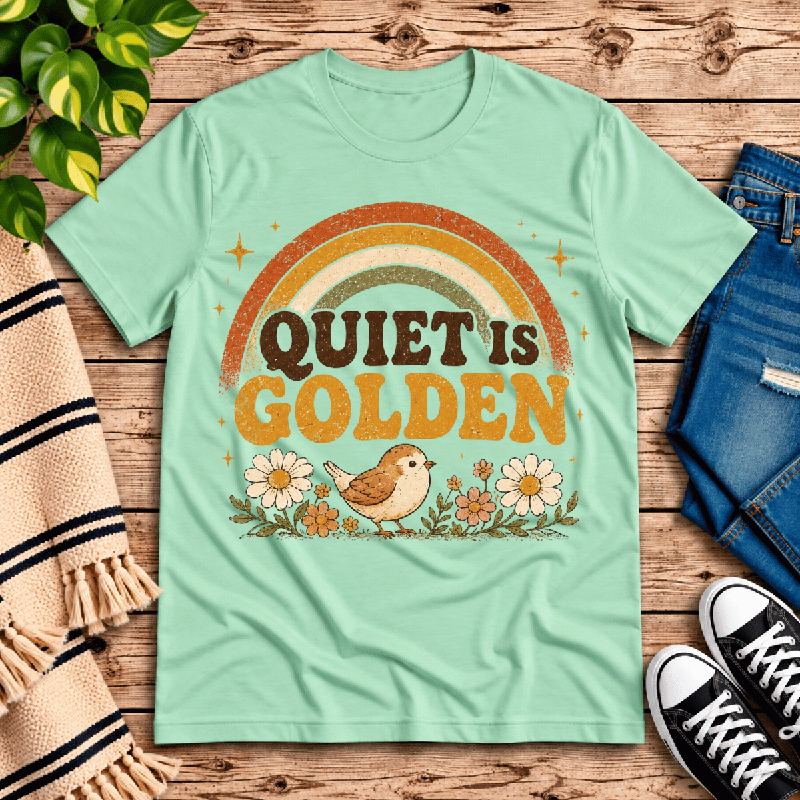 Quiet Is Golden Premium T-Shirt in mint, flat lay