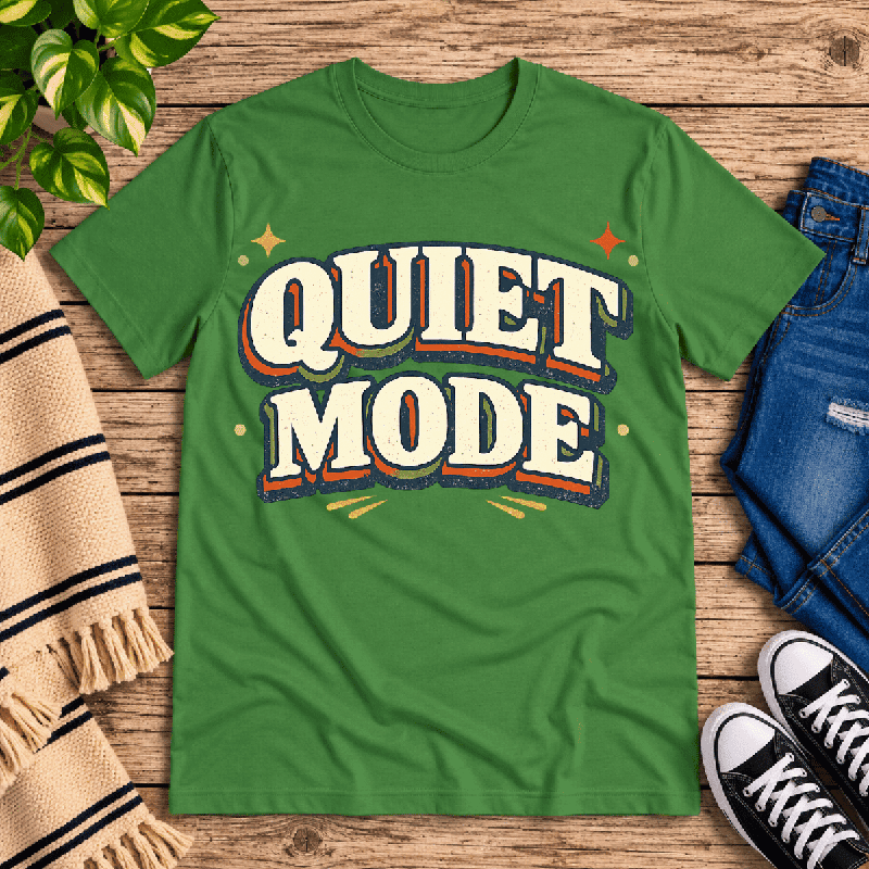 Quiet Mode Premium T-Shirt in leaf green, flat lay