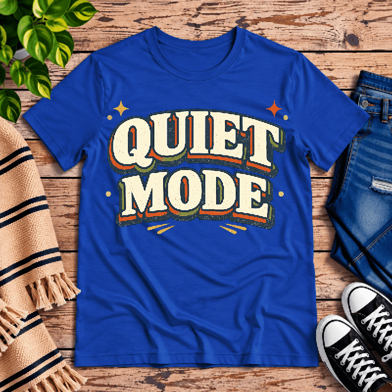 Quiet Mode Premium T-Shirt in true royal blue, flat lay