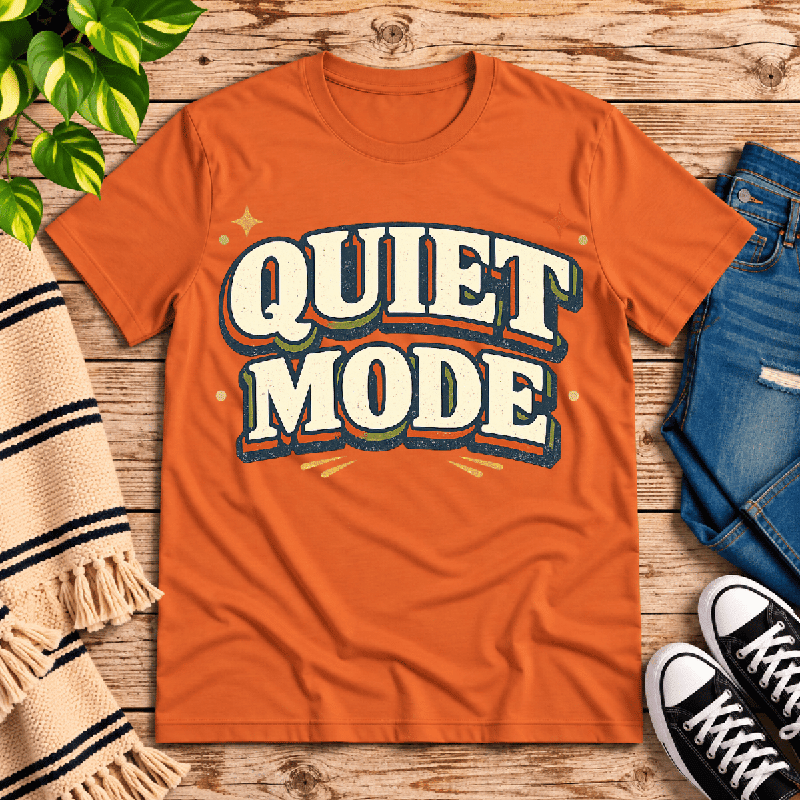 Quiet Mode Premium T-Shirt in burnt orange, flat lay