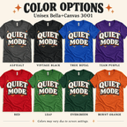 Quiet Mode Premium T-Shirt color chart: Asphalt, Vintage Black, True Royal, Team Purple, Red, Leaf, Evergreen, Burnt Orange