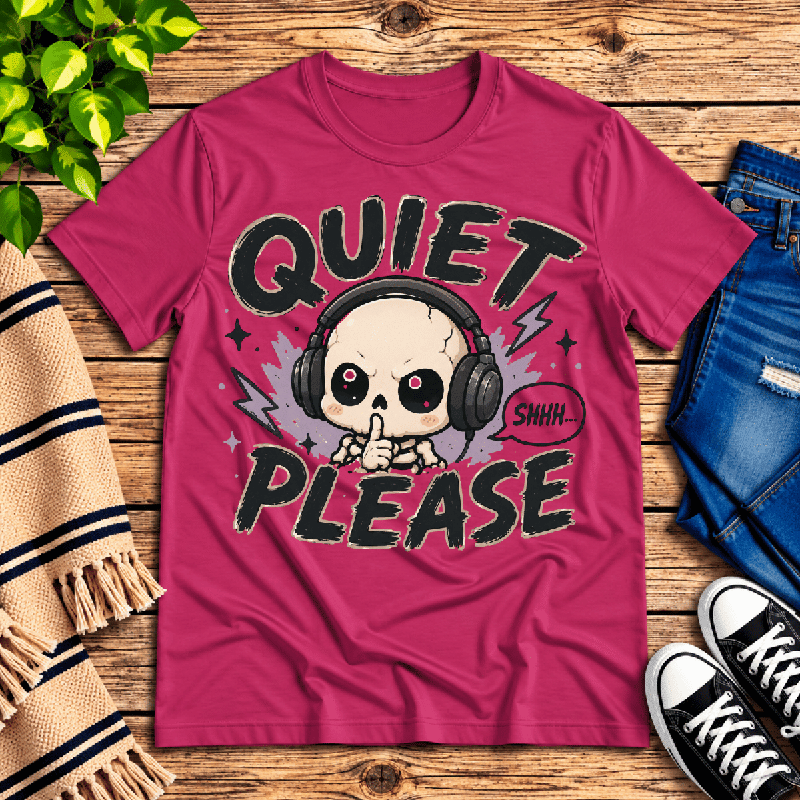 Quiet Please Premium T-Shirt in berry, flat lay