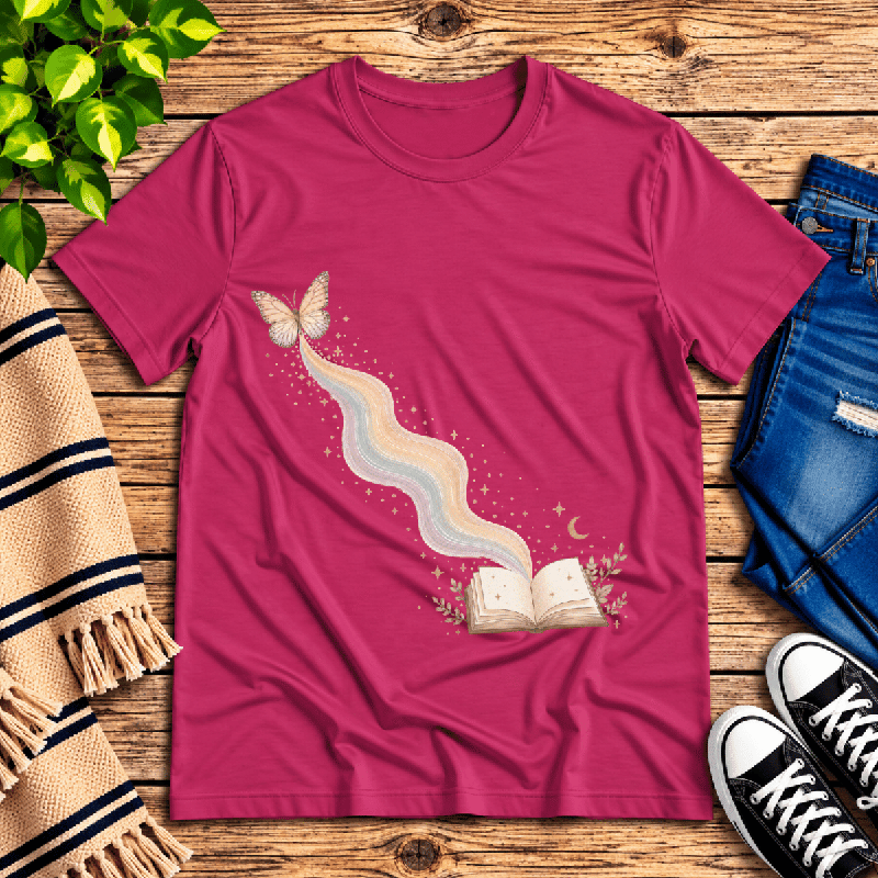 Rainbow Book Premium T-Shirt in berry, flat lay