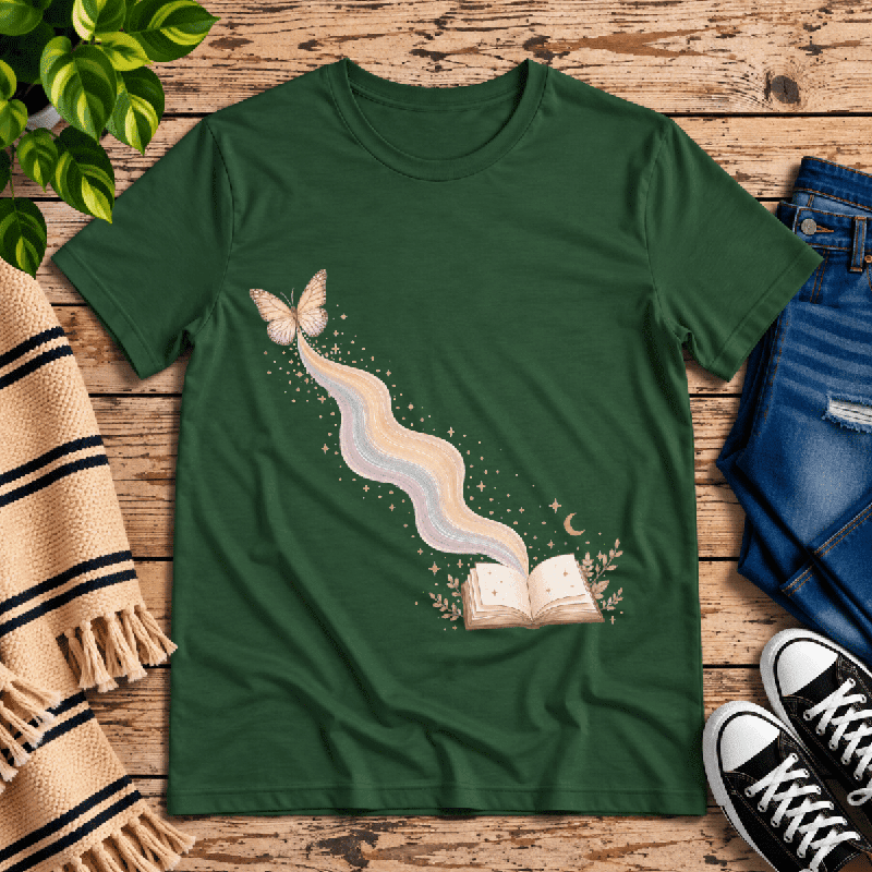 Rainbow Book Premium T-Shirt in evergreen, flat lay