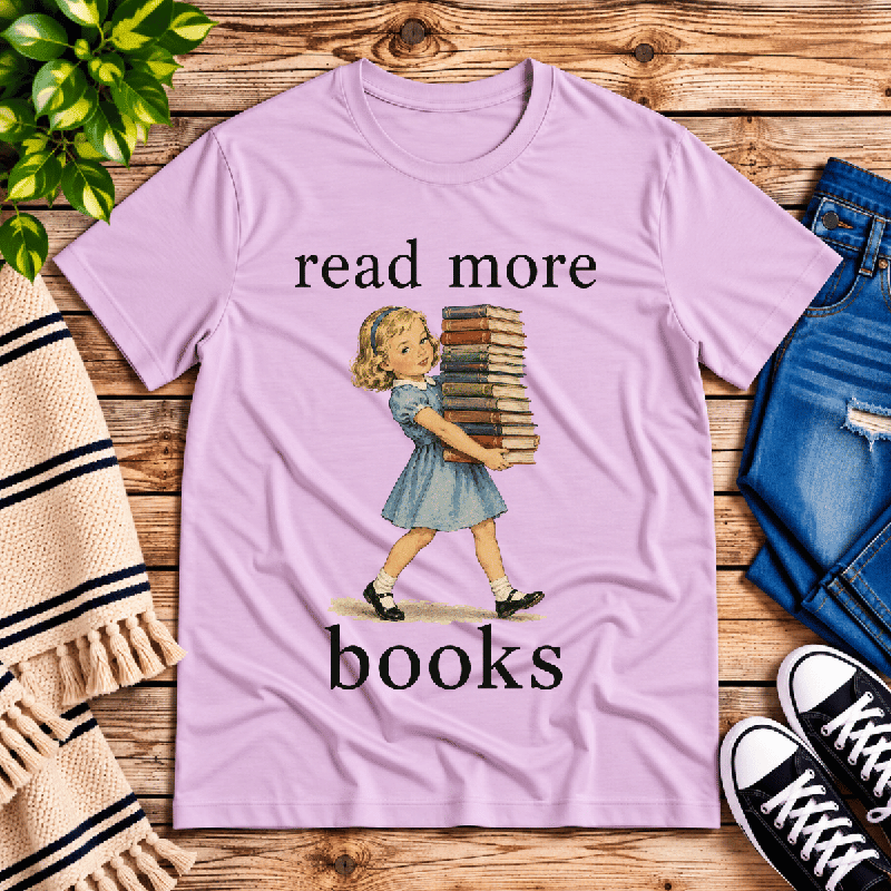 Read More Premium T-Shirt in lilac, flat lay