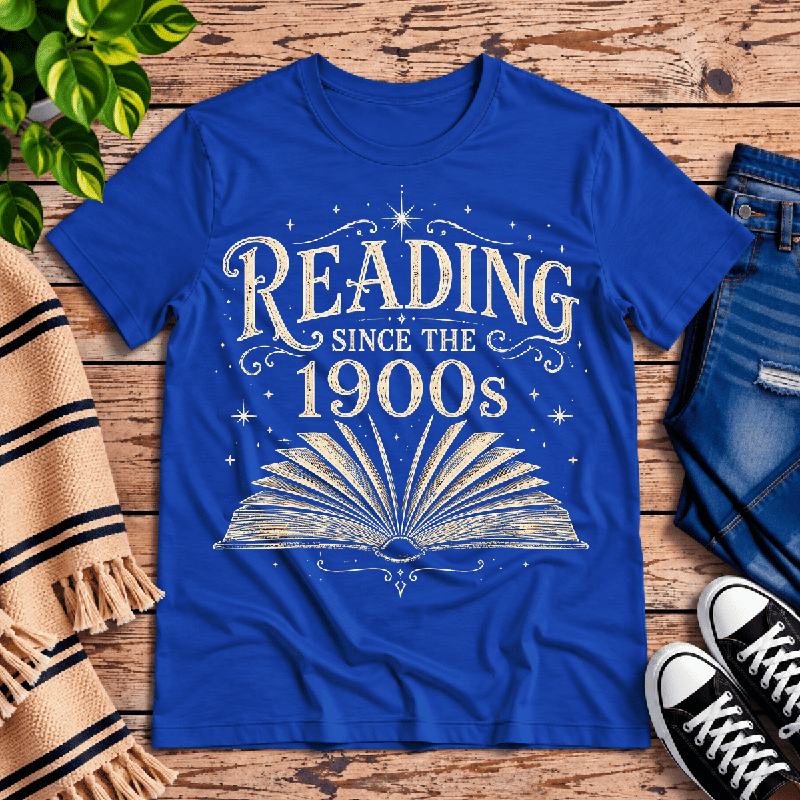 Reading Since Premium T-Shirt in true royal blue, flat lay