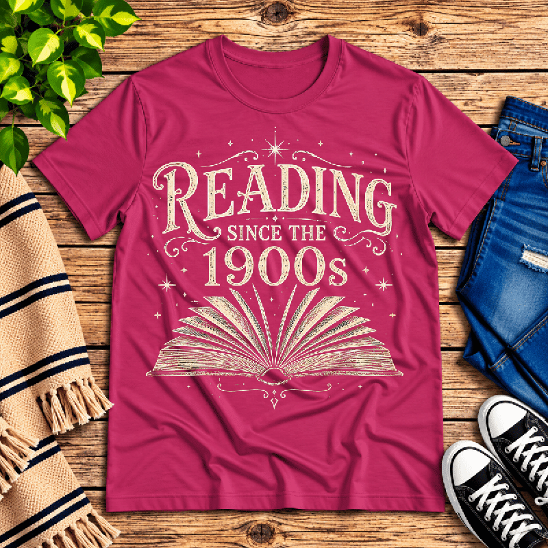 Reading Since Premium T-Shirt in berry, flat lay