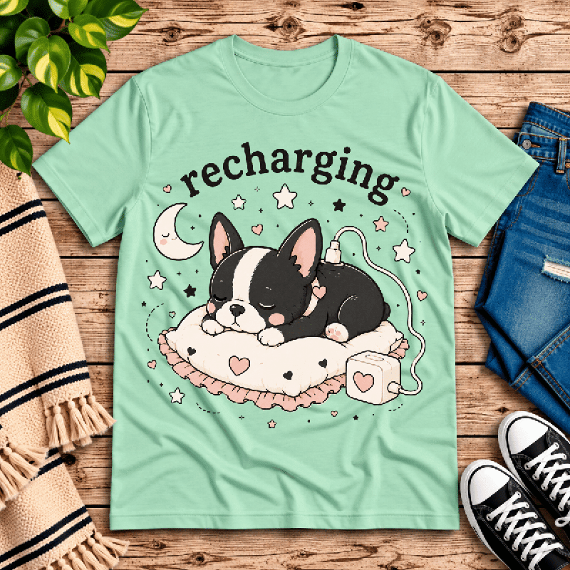 Recharging Boston Premium T-Shirt in mint, flat lay