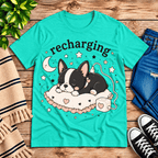 Recharging Boston Premium T-Shirt in heather sea green, flat lay