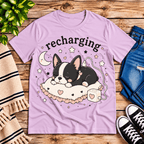 Recharging Boston Premium T-Shirt in lilac, flat lay