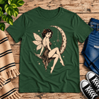 Red Rose Moon Premium T-Shirt in evergreen, flat lay